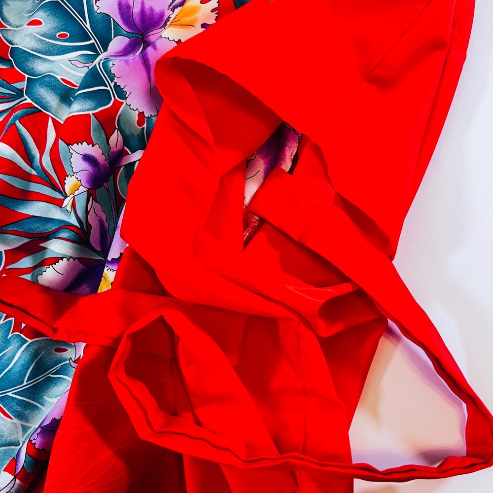 Vintage Hawaiian Dress One Size Red Floral Ti'a Made in Hawaii Maxi - Picture 8 of 8